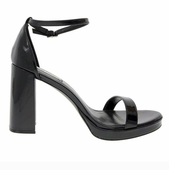 STEVE MADDEN SUSAN BLACK PATENT 4" HEELED SANDALS SIZE 9.5 BY NEW IN BOX - Picture 5 of 6